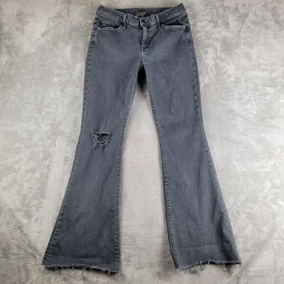 Mother Jeans Women's 30 Faded Black Denim Fray The Weekender Flare Legs Y2K 90s - Picture 1 of 16